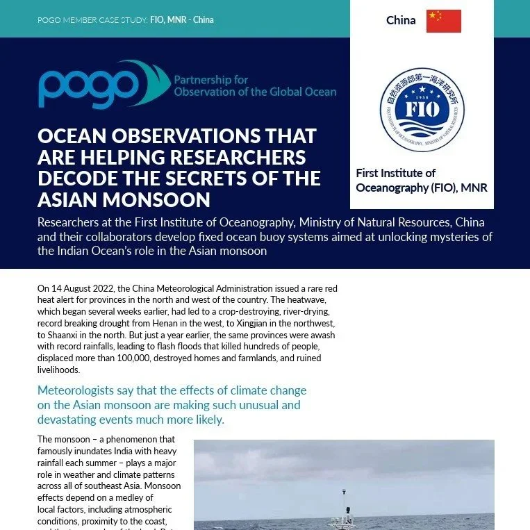 Case study for POGO on Arabian Sea monsoon research.
