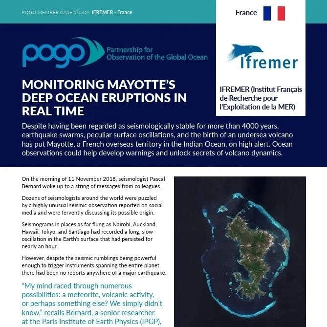 Case study for POGO on real‑time monitoring of Mayotte’s deep‑ocean eruptions.