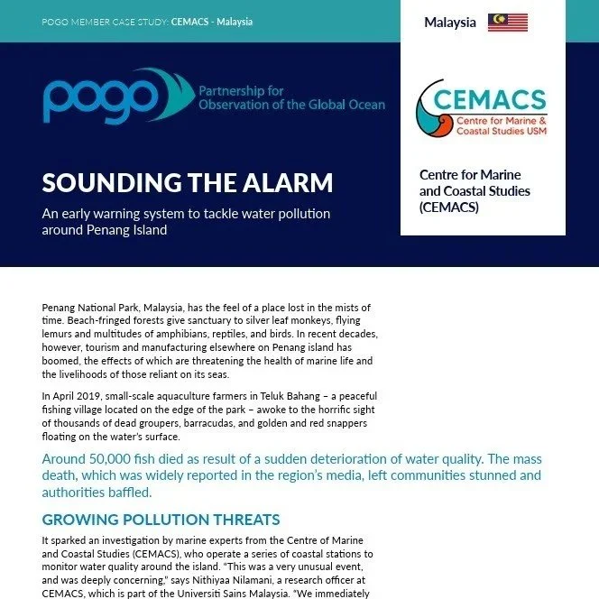 Case study for POGO on ocean‑based early warning systems.