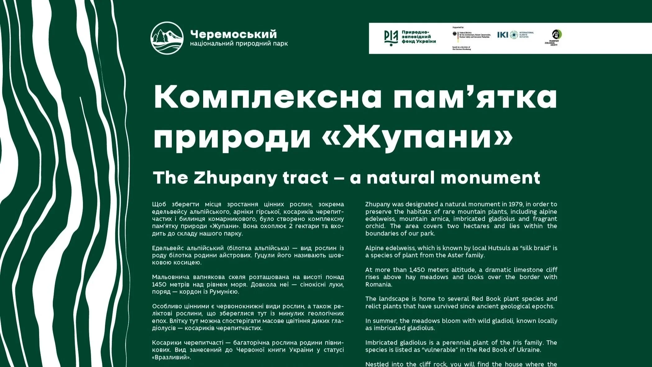 Educational materials on the biodiversity of the Zhupany tract.