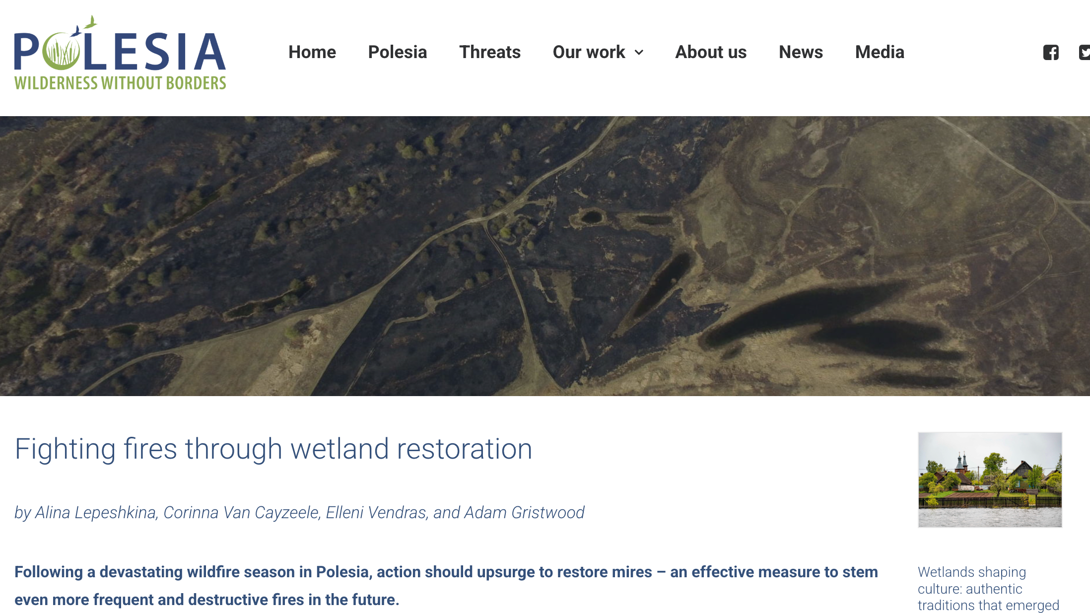Feature for Frankfurt Zoological Society on how wetland restoration in Polesia reduces wildfire risk and strengthens long‑term ecosystem resilience.