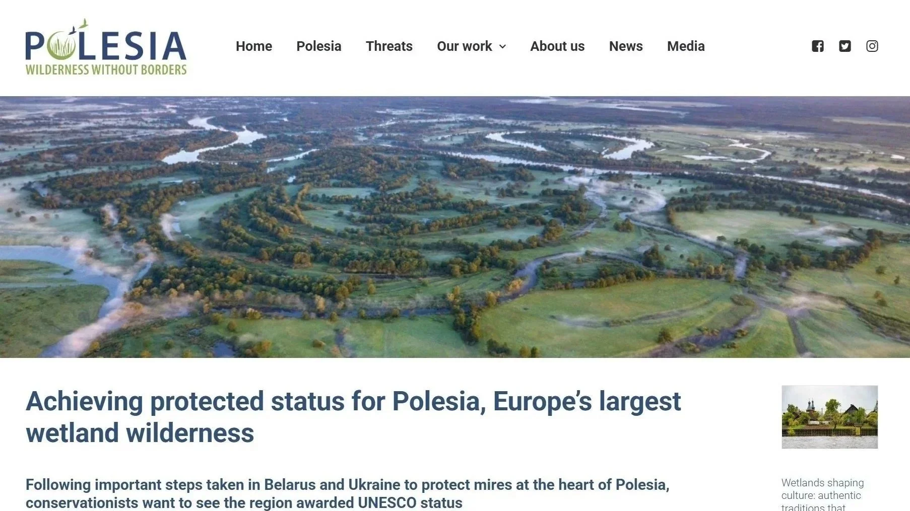 Campaign content for the Save Polesia coalition highlighting ecological risks and conservation priorities.