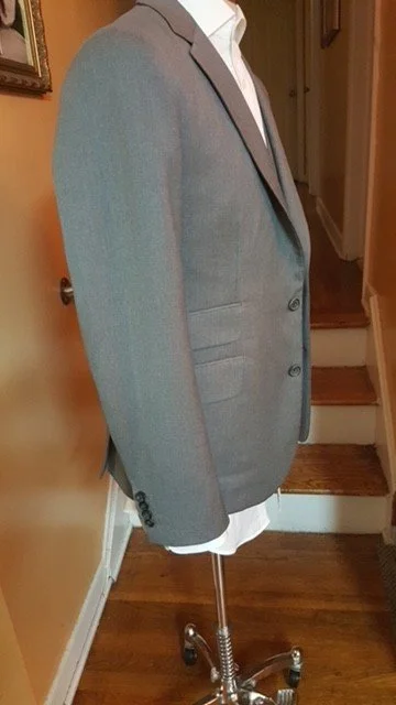 Gray blazer, white shirt