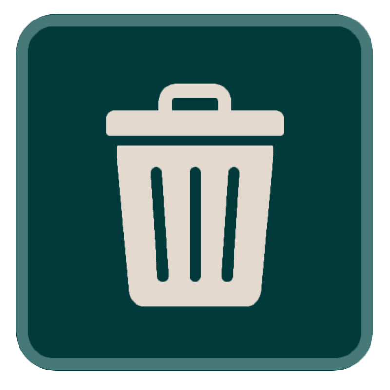 Señal de basura, icono de un bote de basura en fondo verde oscuro.