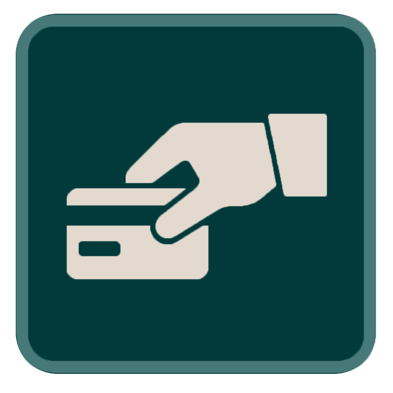 Símbolo de tarjeta de crédito o débito siendo insertada en un lector de tarjetas.