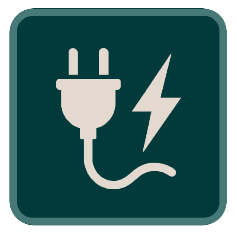 Símbolo de energía eléctrica, con enchufe y rayo