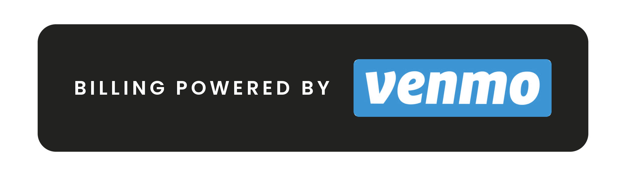 Logo with text reading 'Billing powered by Venmo' on a black background.