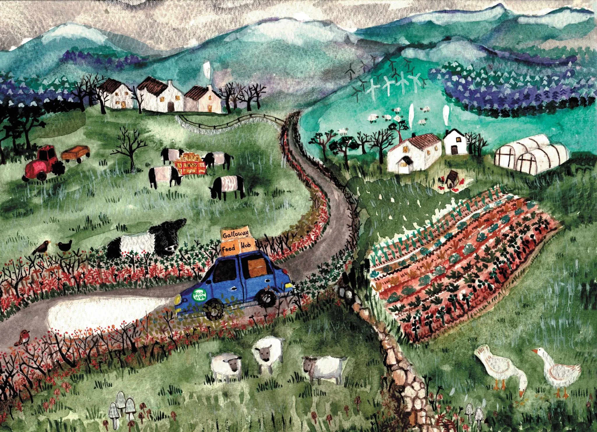 Agroecological winter christmas card - Galloway Food hub 