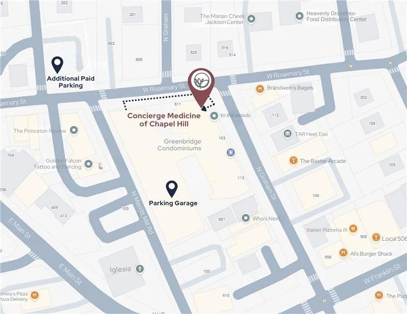 Street map to find Concierge Medicine of Chapel Hill.