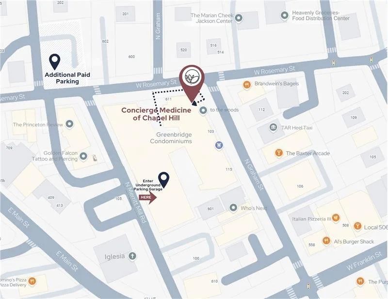 Street map to find Concierge Medicine of Chapel Hill.