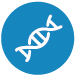 Icon of a DNA double helix inside a blue circle