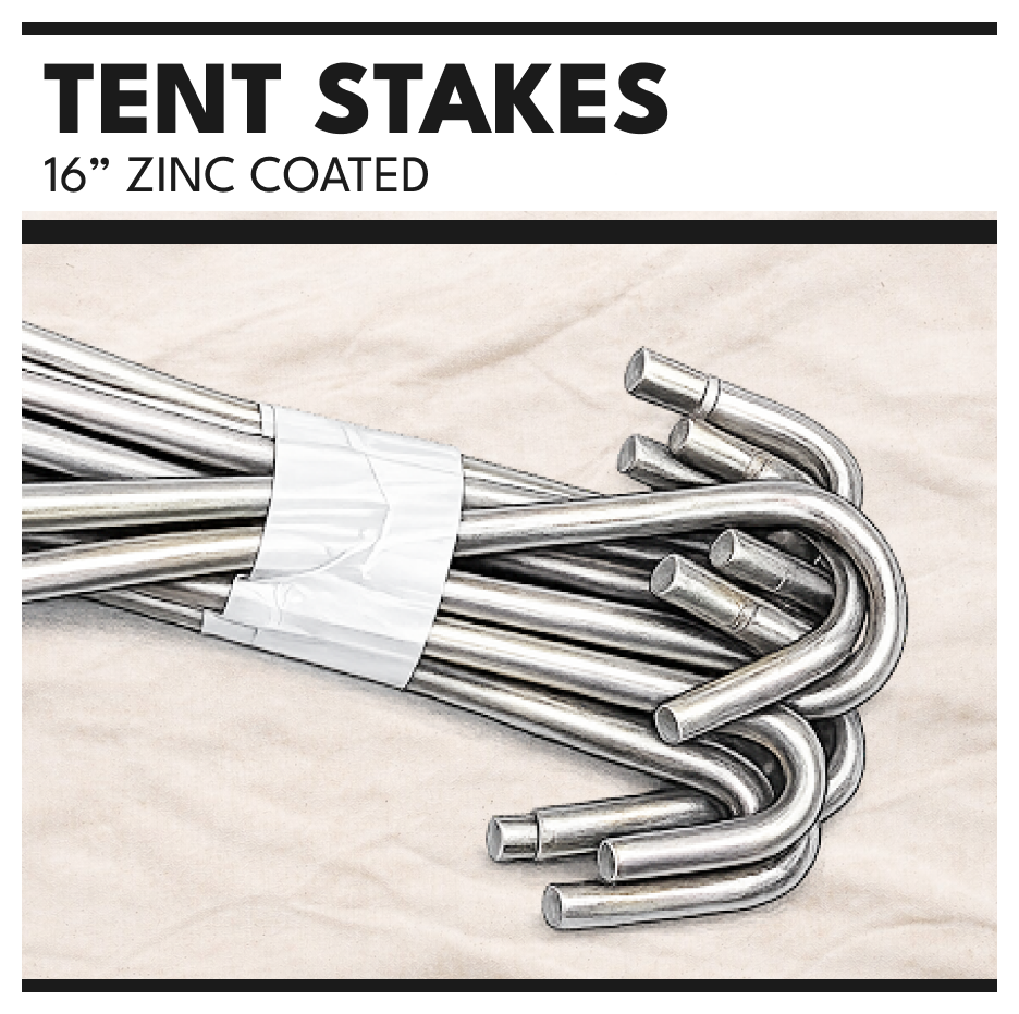 16 Zinc-Coated Tent Stakes