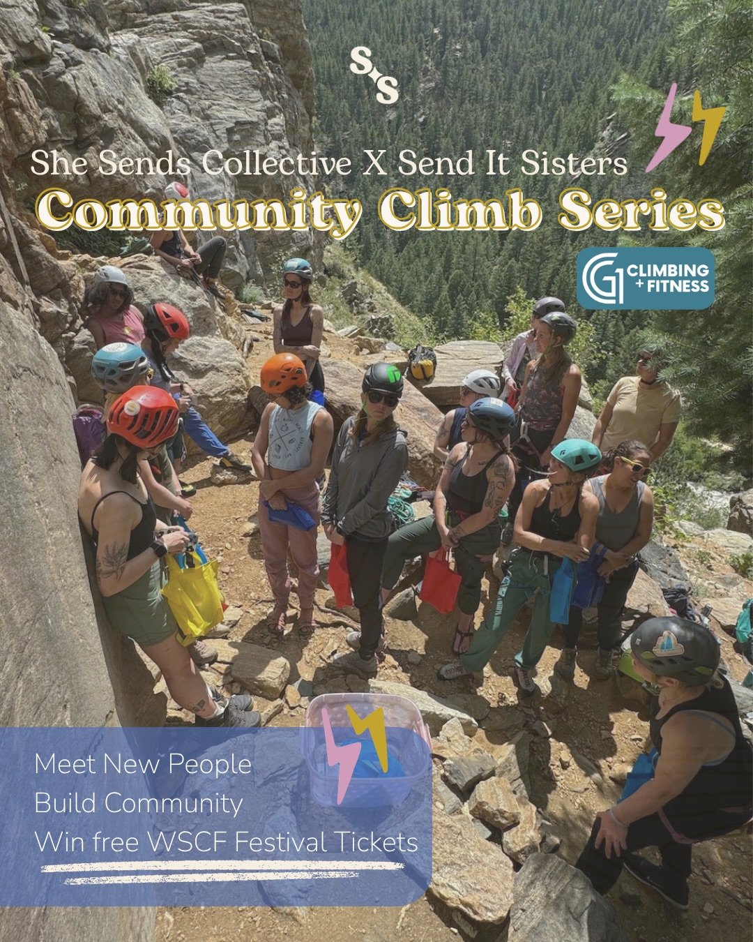 We&rsquo;re so excited to introduce the She Sends Collective x Send It Sisters Community Climb Series 💥

This monthly indoor meet-up (May&ndash;September at G1) is all about connection, community, and a little playful competition &mdash; designed fo
