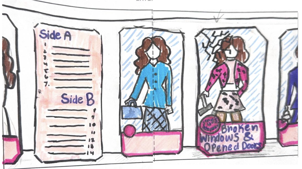 Refined thumbnail, which combined two of my initial sketches, including the broken glass concept along with the doll box.