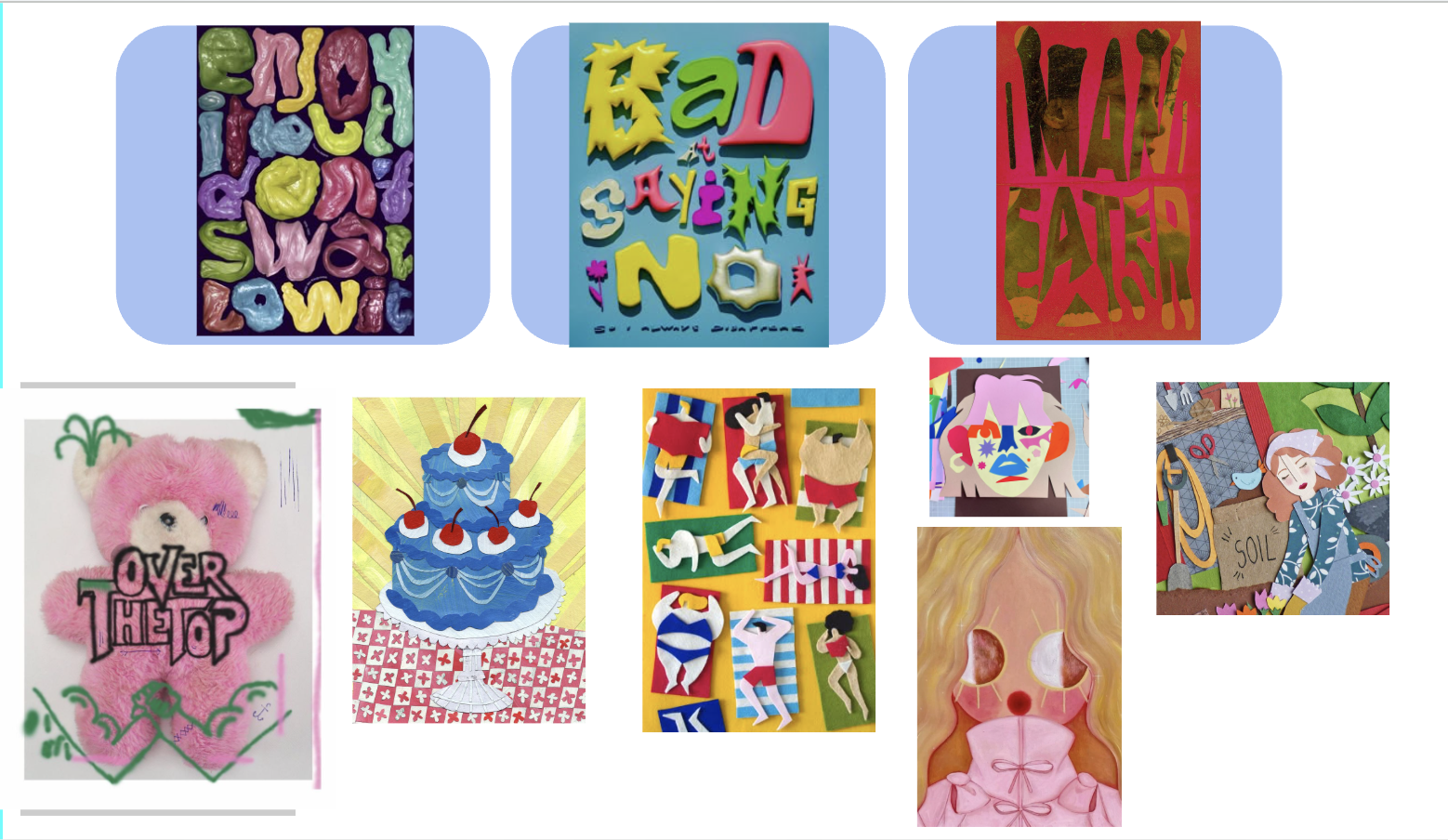 More moodboarding, I was especially inspired by the colors and plastic-looking typography