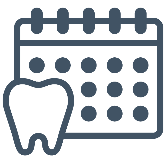 Icon of a tooth in front of a dentist appointment booking calendar