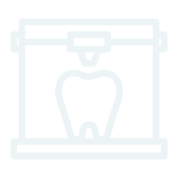 Icon of a tooth being printed by a 3D printer