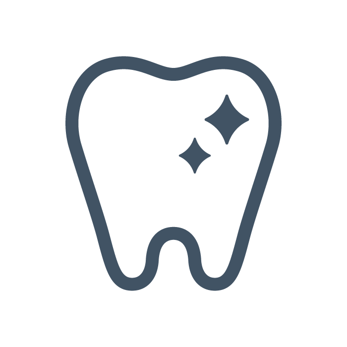 Icon of a tooth with two sparkles on it
