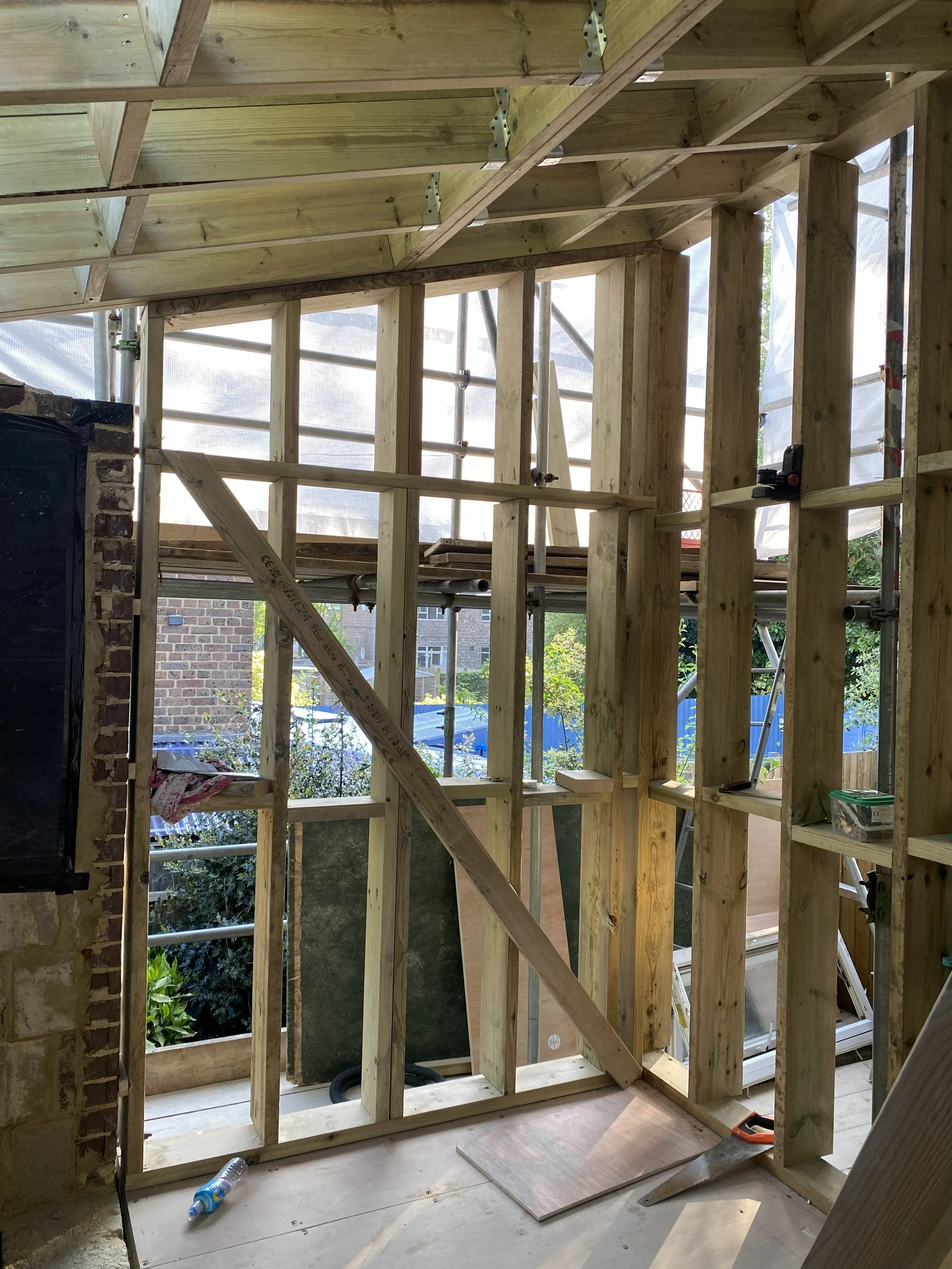 Interior view of a timber framed extension in Clapham
