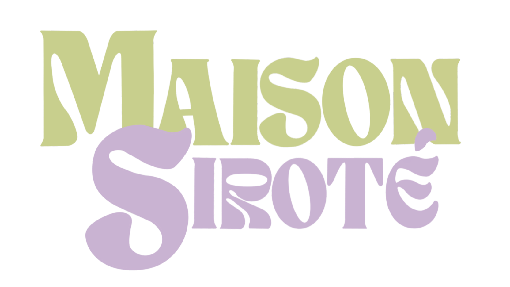 Texte en 3D avec le mot 'MAISON' en vert clair et 'SIMPLE' en violet clair, style artistique