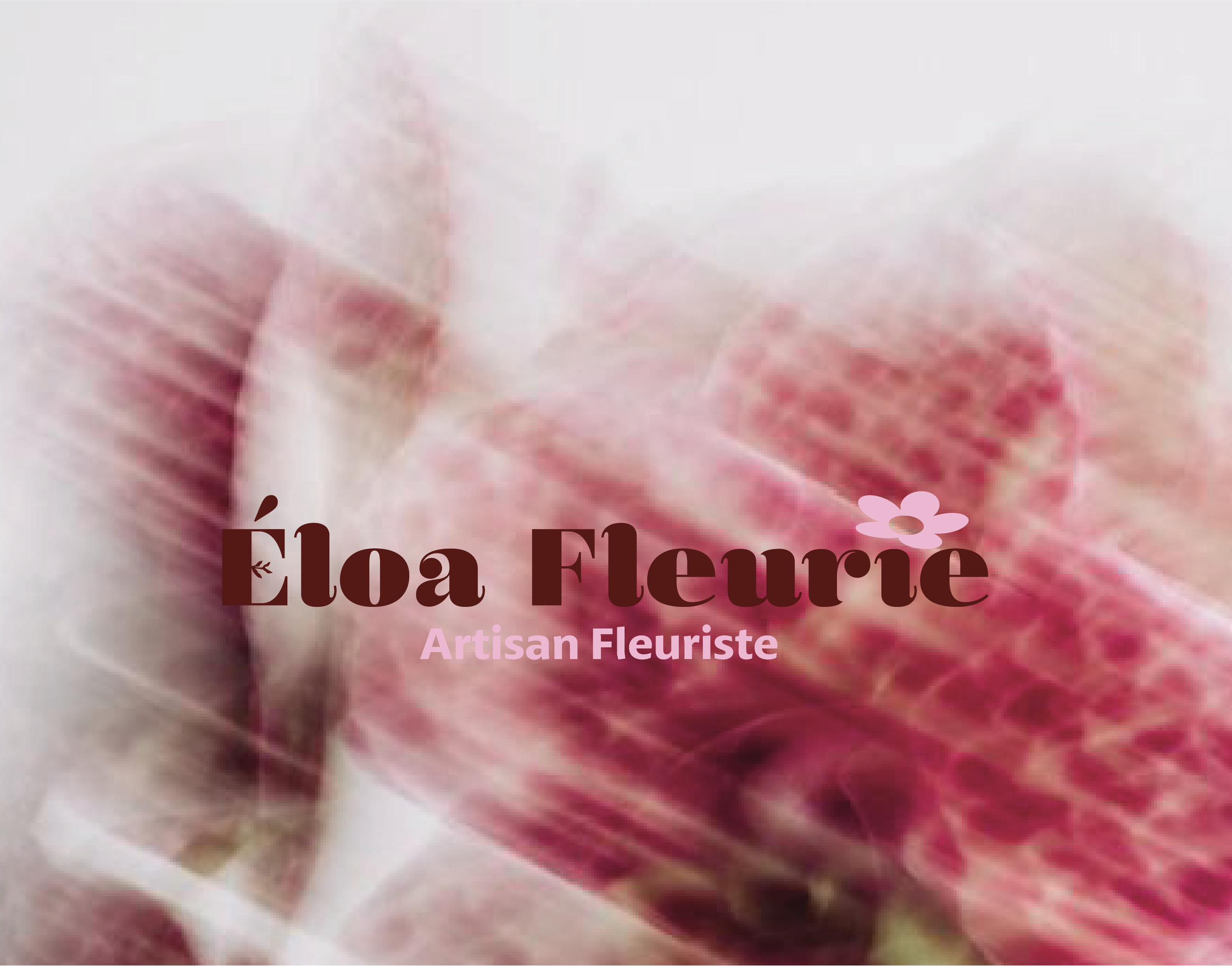 Fleurs roses et blanches avec texte promotionnel "Floa Eléonore, Artisan Fleuriste"