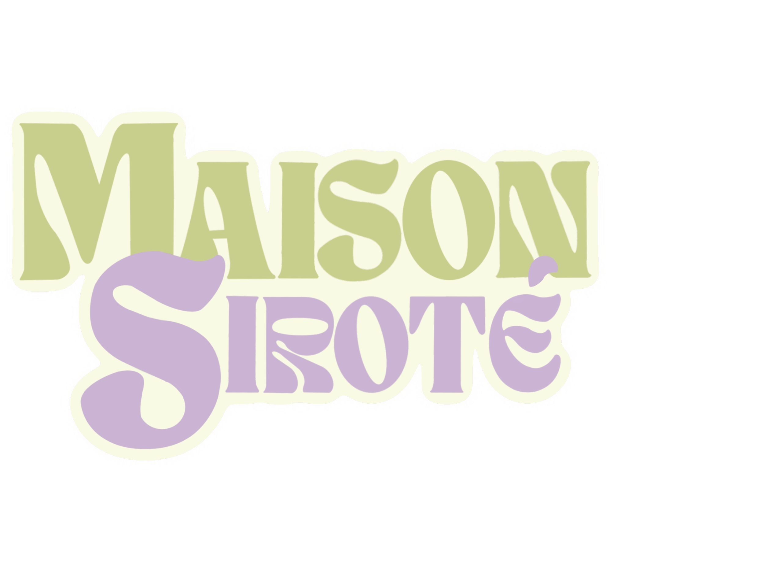 Une image avec des mots en lettres colorées formant une phrase ou une illustration artistique, principalement en tons pastel et violet.