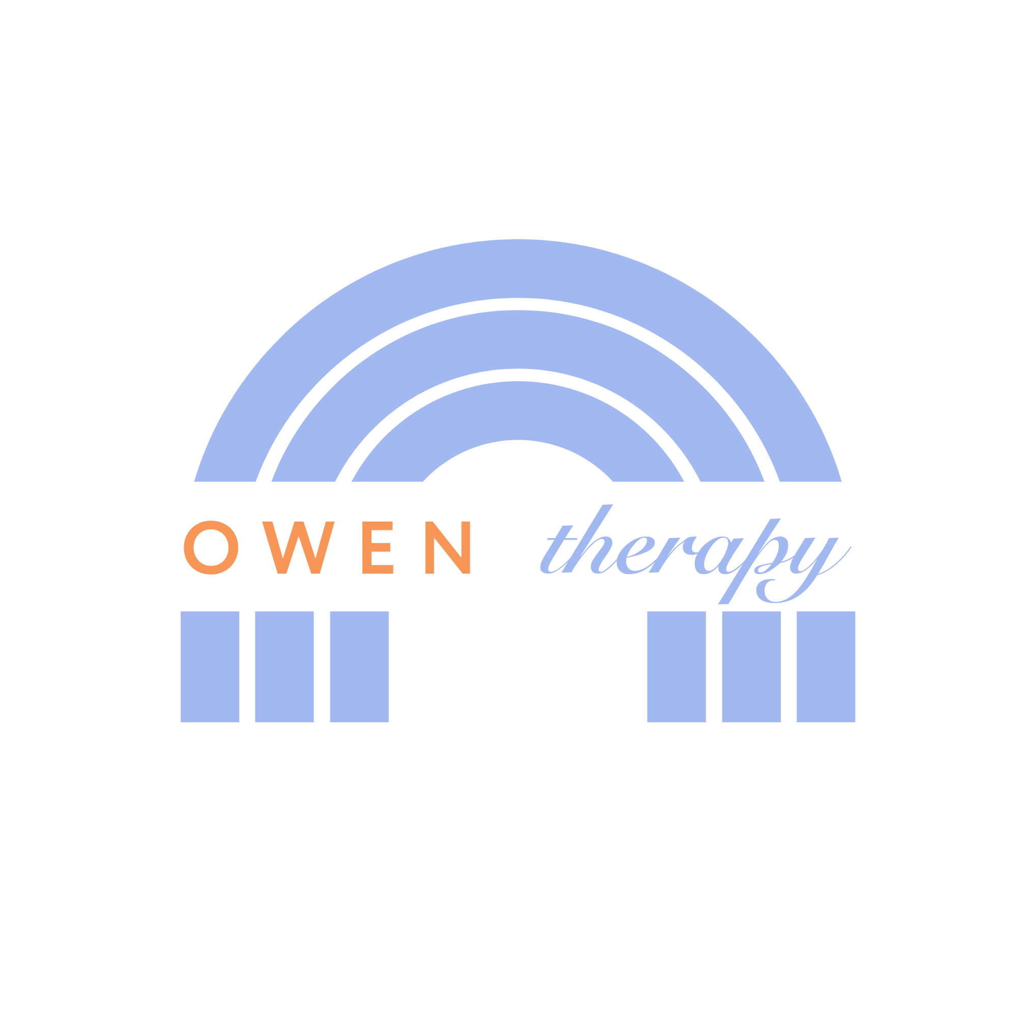 Logo of Owen Therapy featuring a stylized rainbow with the name 'OWEN therapy' underneath.
