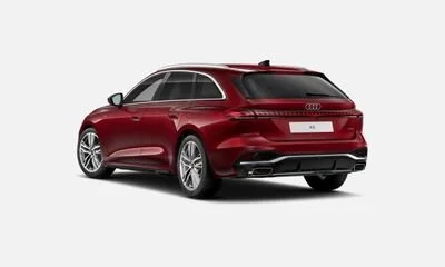 Red Audi station wagon car on a plain white background.