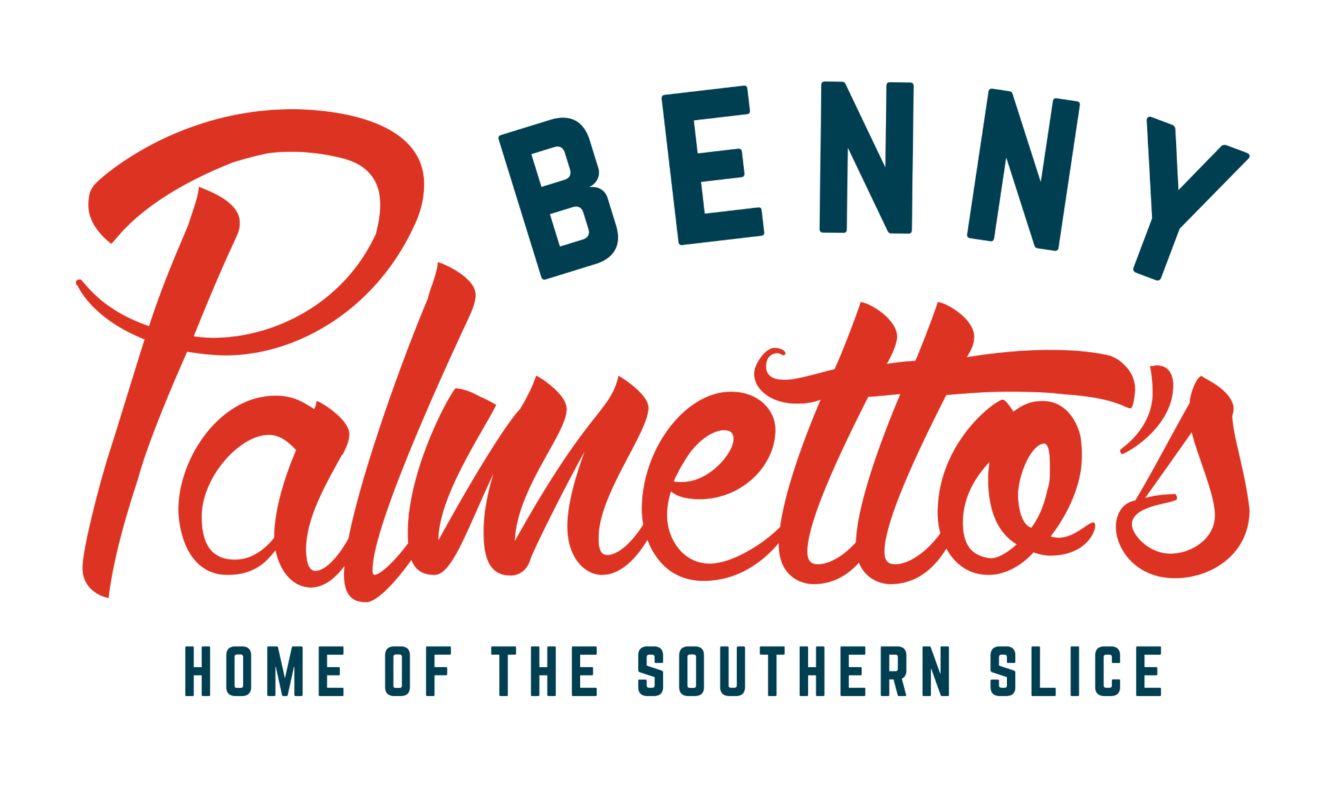 Benny Palmetto's logo with the text 'Home of the Southern Slice'
