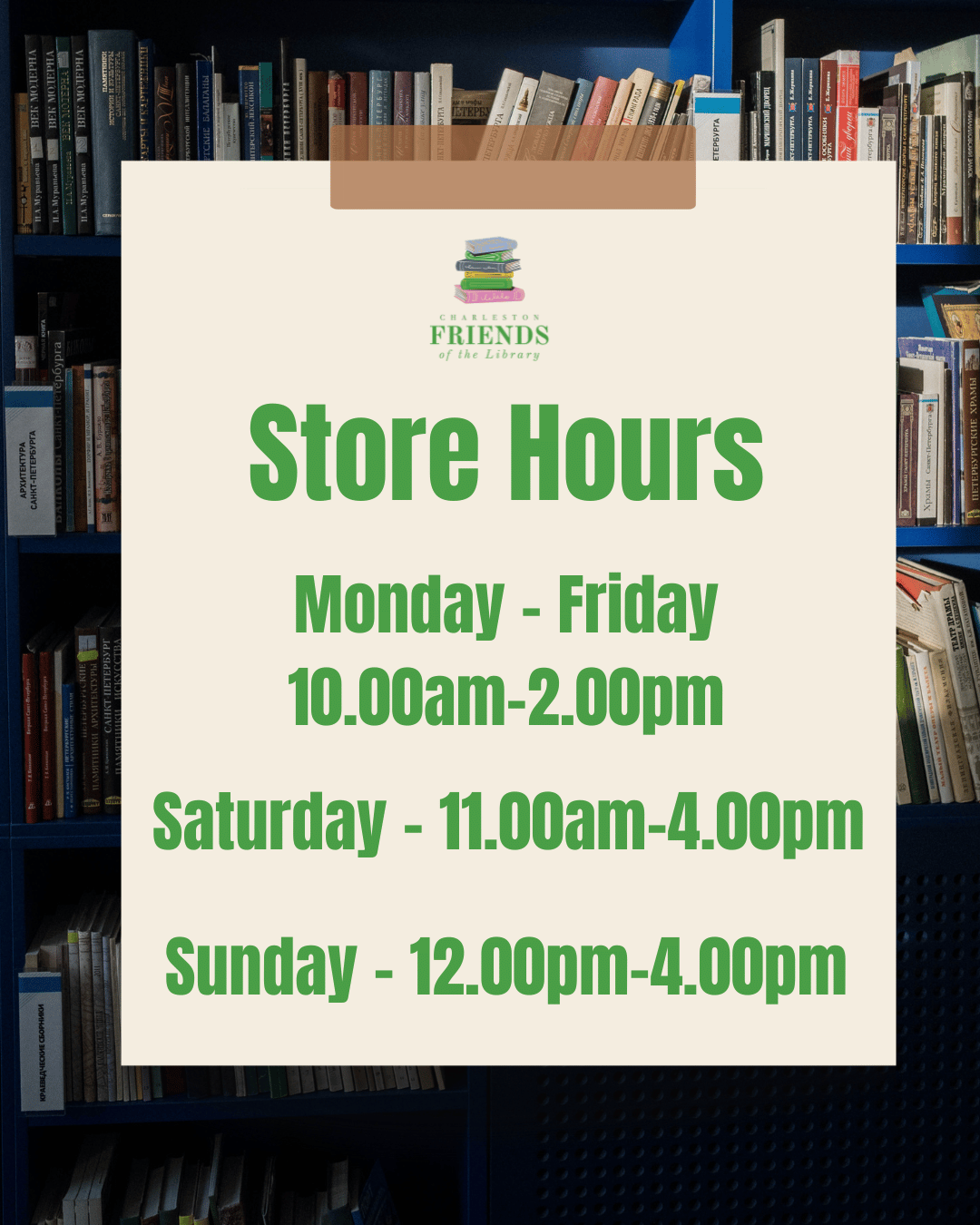 Store | Explore Book Savings Today — Charleston FRIENDS of the Library