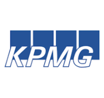 KPMG logo in blue and white