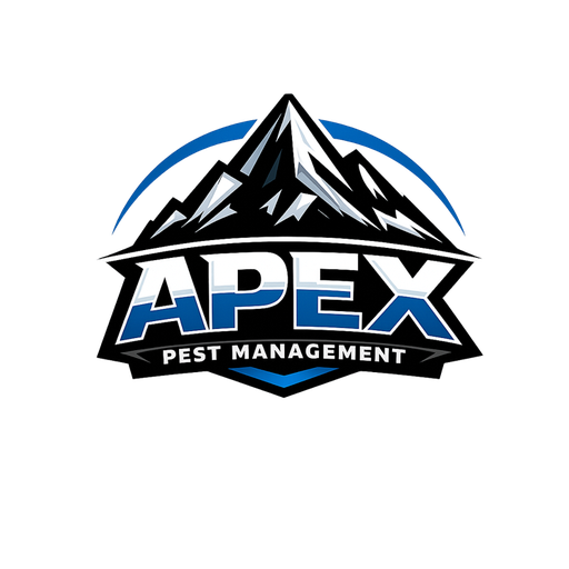 Logo of Apex Pest Management featuring a mountain with the company name and a banner.