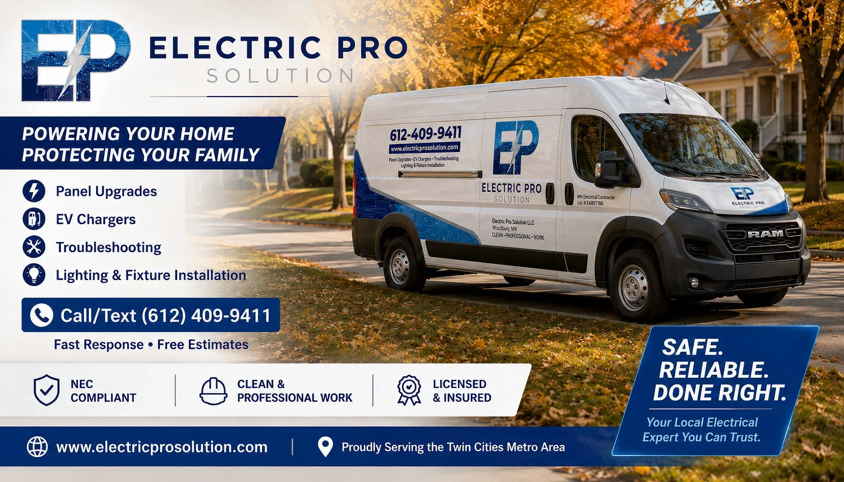 Licensed residential electrician in the Twin Cities providing panel upgrades, service changes, EV charger installation, lighting installation, and electrical troubleshooting.