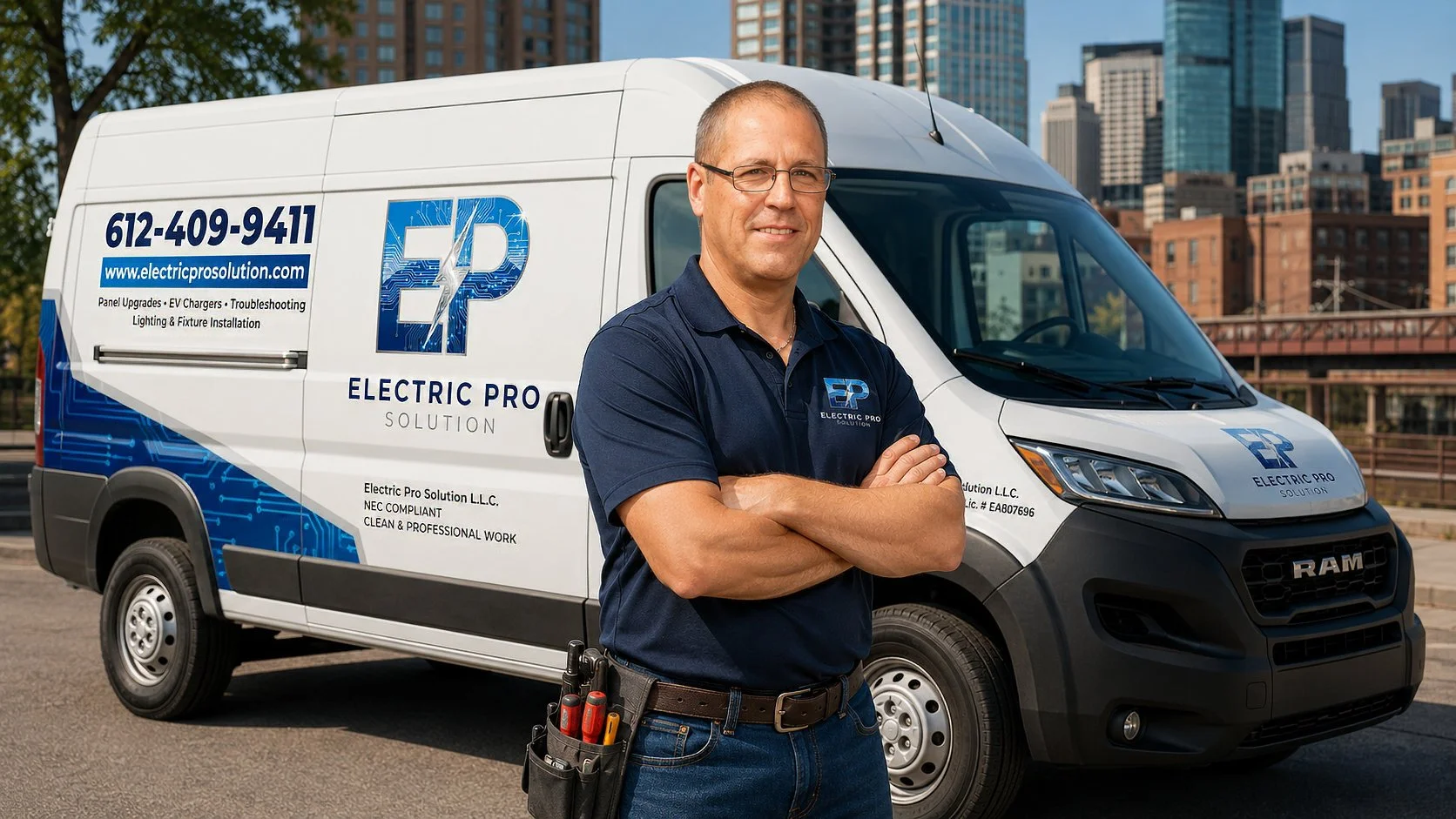 Residential electrician Sergey Tsvirov of Electric Pro Solution LLC providing panel upgrades, EV charger installation, electrical remodeling, and troubleshooting in Minneapolis, St. Paul, Plymouth, and the Twin Cities.
