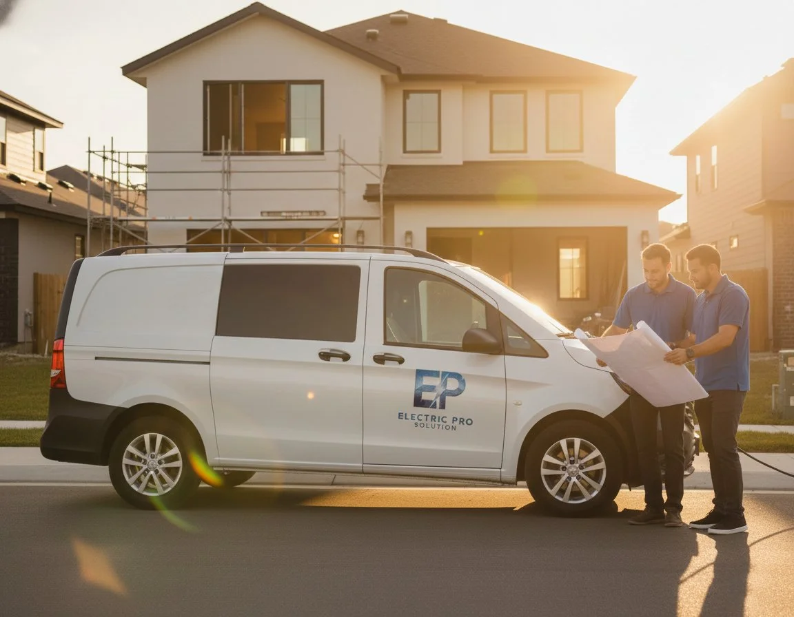Electric Pro Solution service van parked in front of residential home