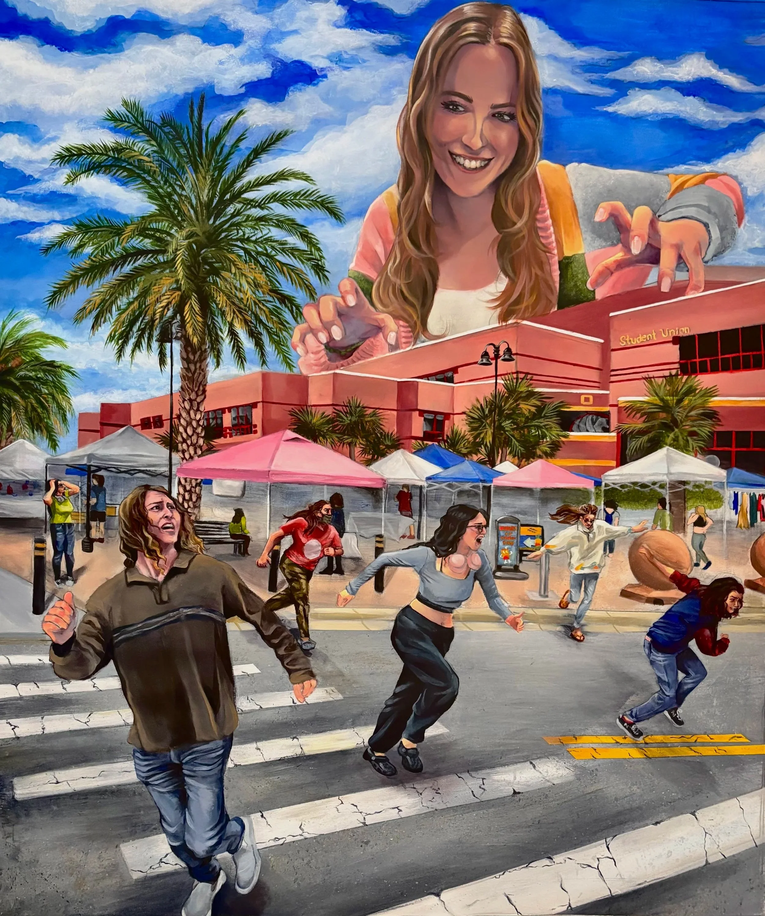 Claw Machine (Kaiju), Sydney Foster, 35" X 41.5", May 2025, Acrylic on Paper