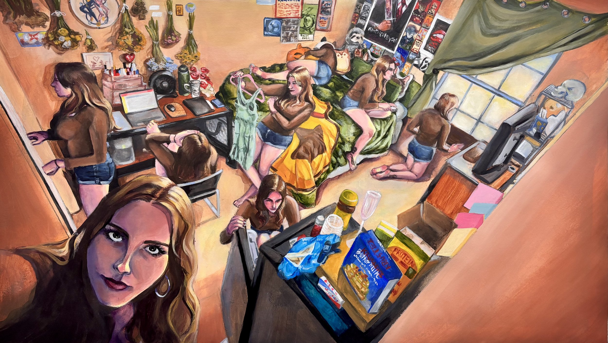 Surveillance, Sydney Foster, 18" X 30.5", April 2025, Acrylic on Paper