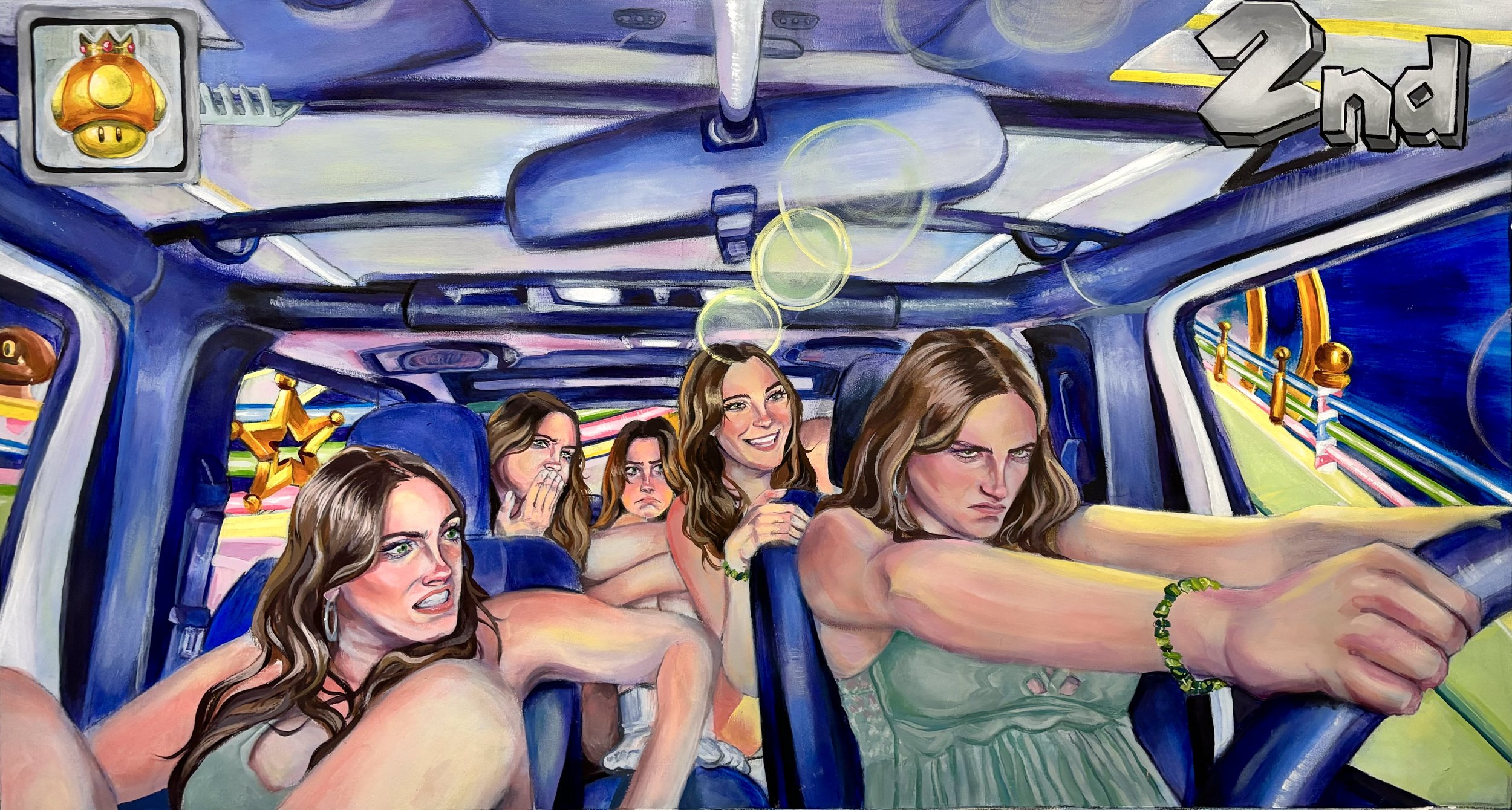 (Rainbow) Road Rage, Sydney Foster, 18" X 33", March 2025, Acrylic on Paper