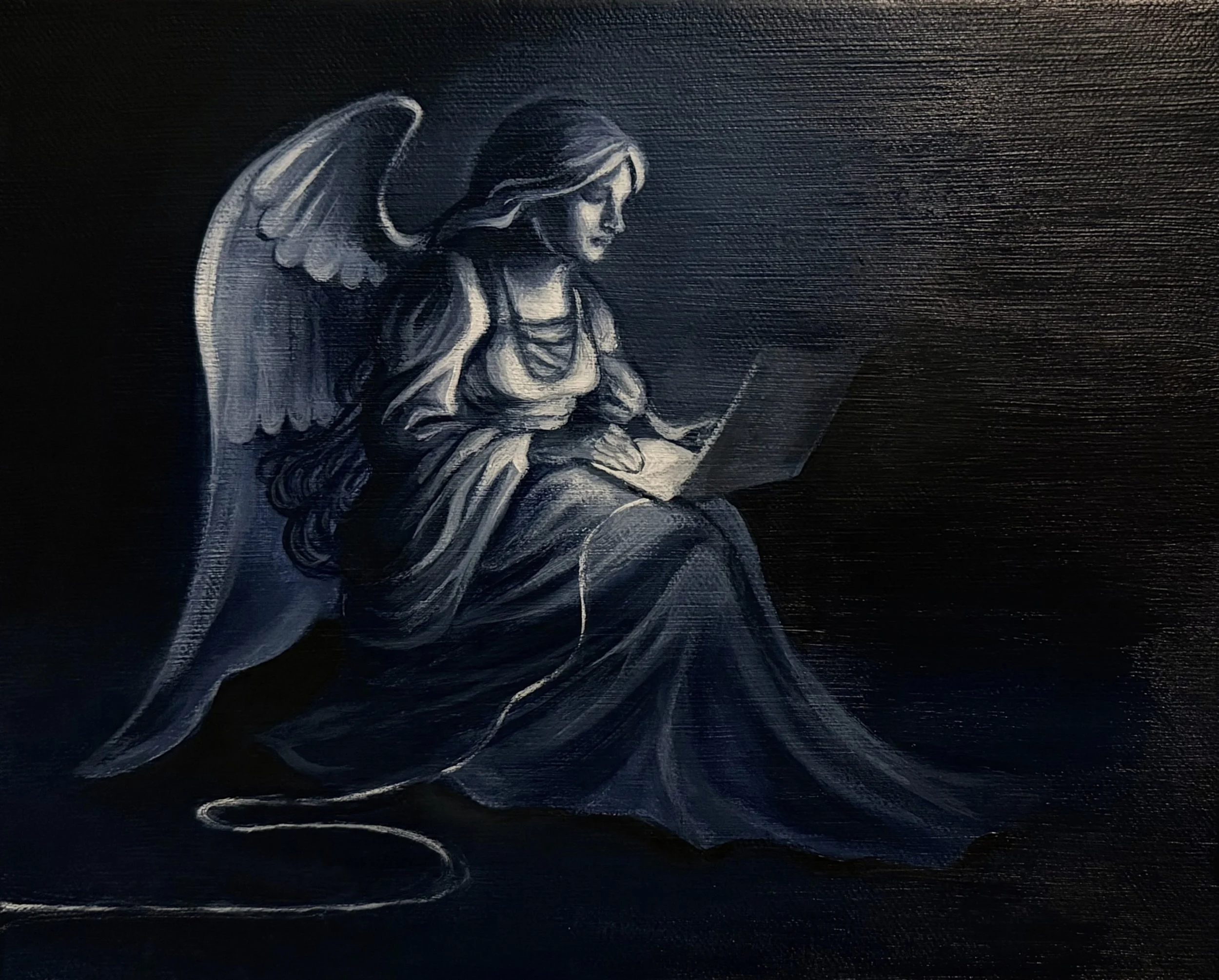 Ethernet Angel, Sydney Foster, 8" X 10", January 2026, Acrylic on Canvas