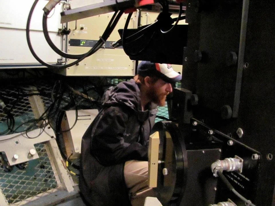 Inside the instrument cage at the 4-meter telescope on Kitt Peak