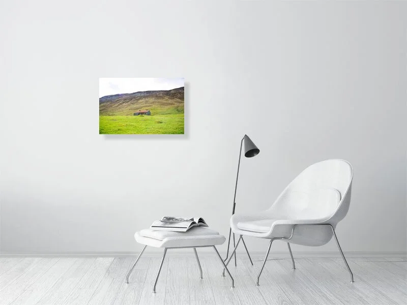 Sample image of a photograph of an abandoned house in the green hills of a glen in Scotland.