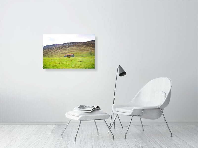 Sample image of a photograph of an abandoned house in the green hills of a glen in Scotland.