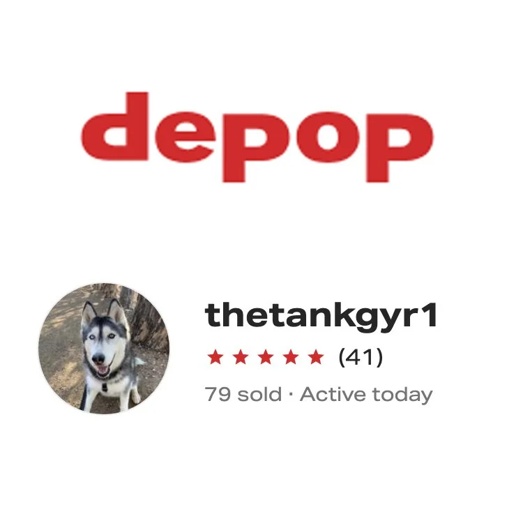 Logo and graphic for Depop Shop for The Tank Gyrl.