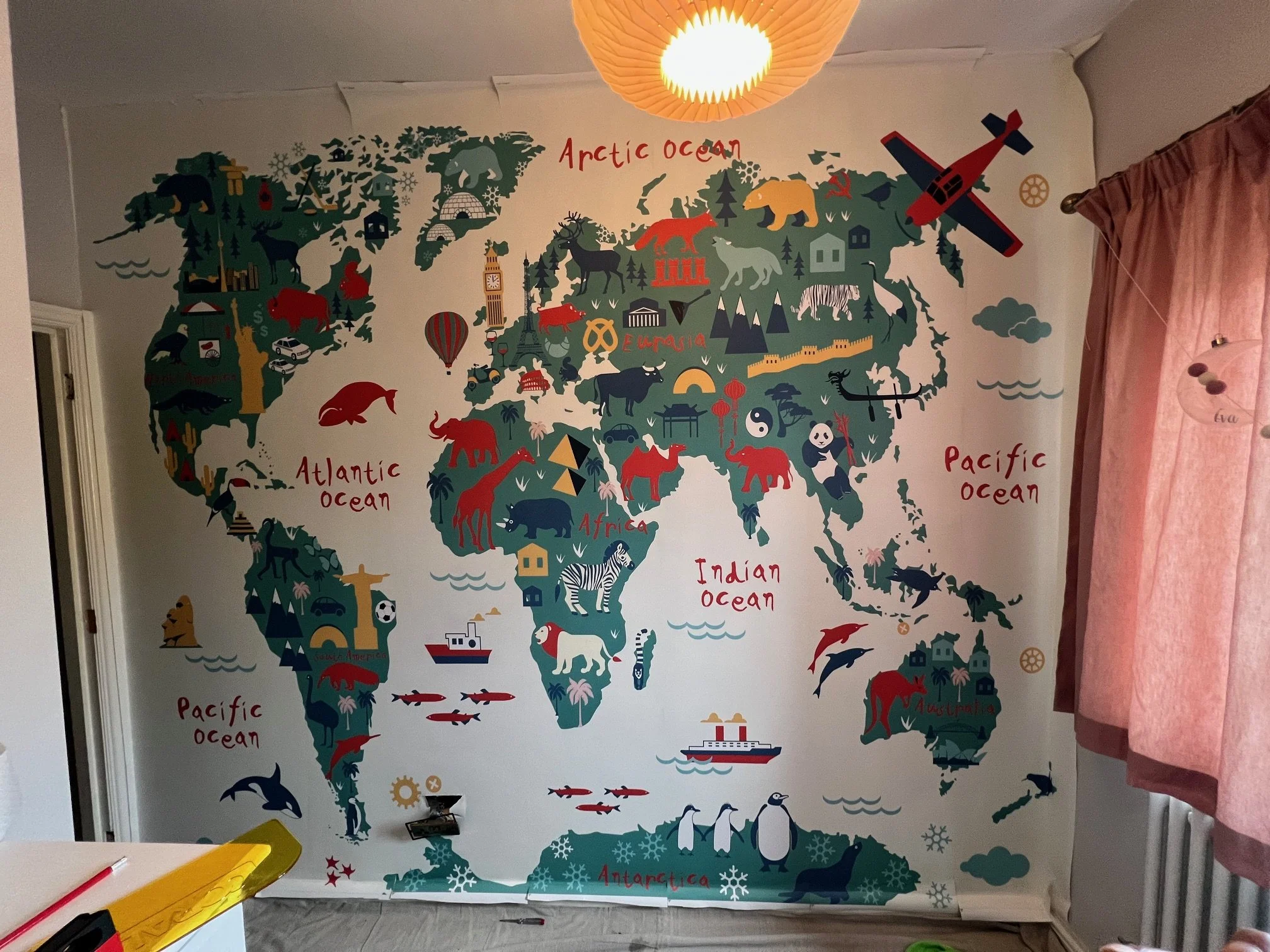 Wall papering. A unique wall papering challenge.