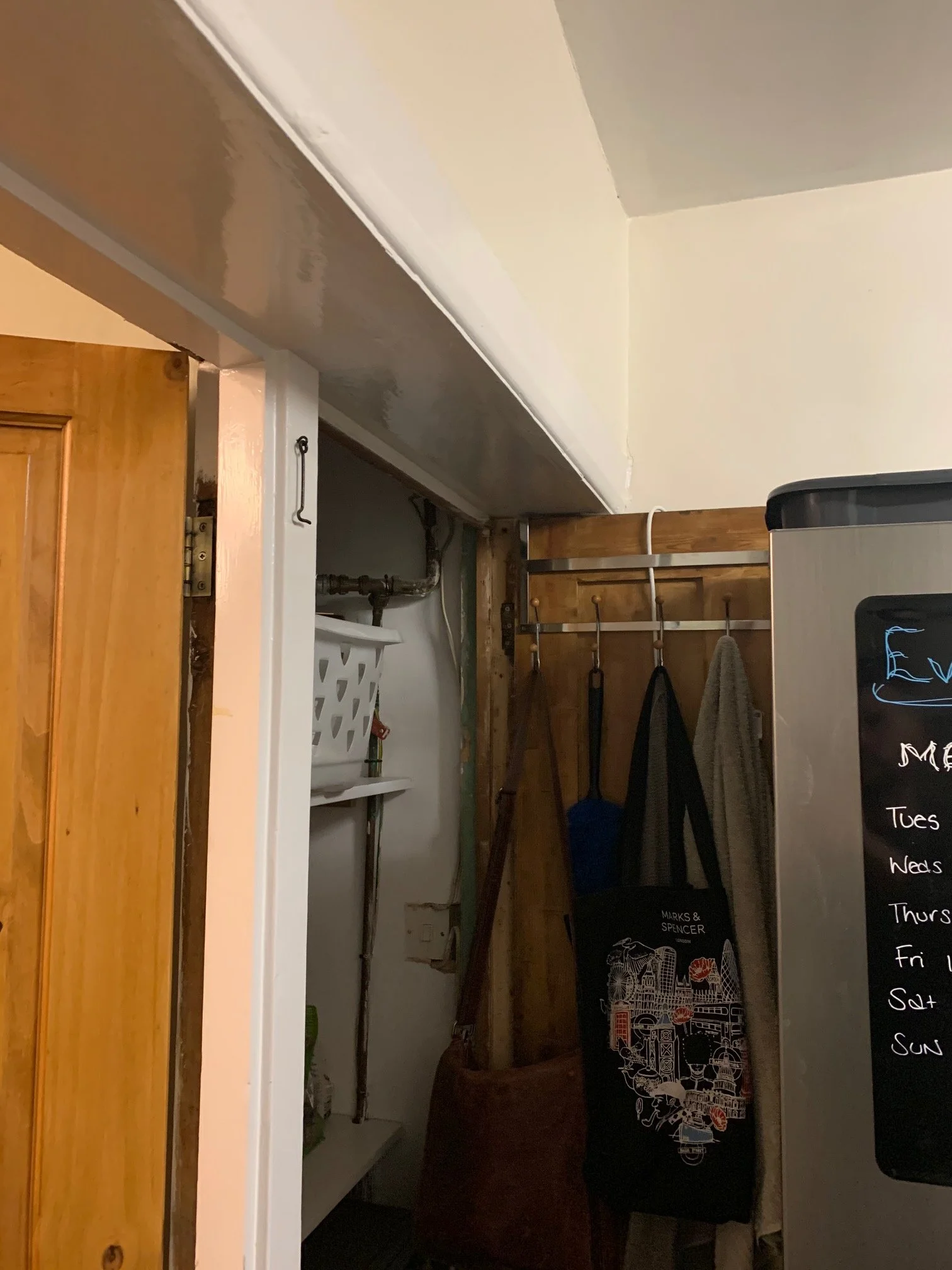 Kitchen Cabinet. Large gap left in the kitchen so we built a pull out cabinet to make use of all of the space.