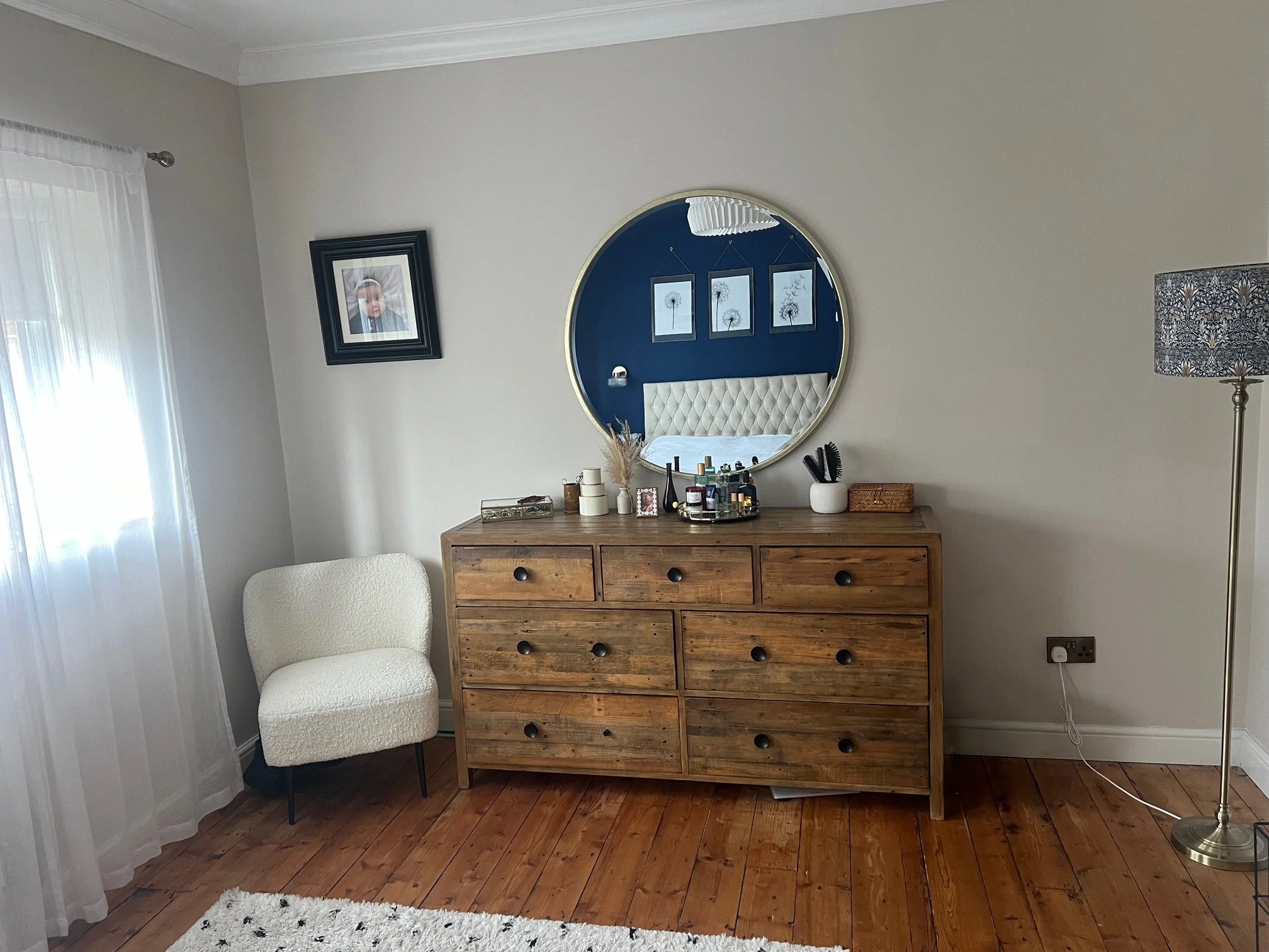 Bedroom refurbishment Uxbridge.  Repair, repaint, floor sanding, floor varnishing. Interior design.