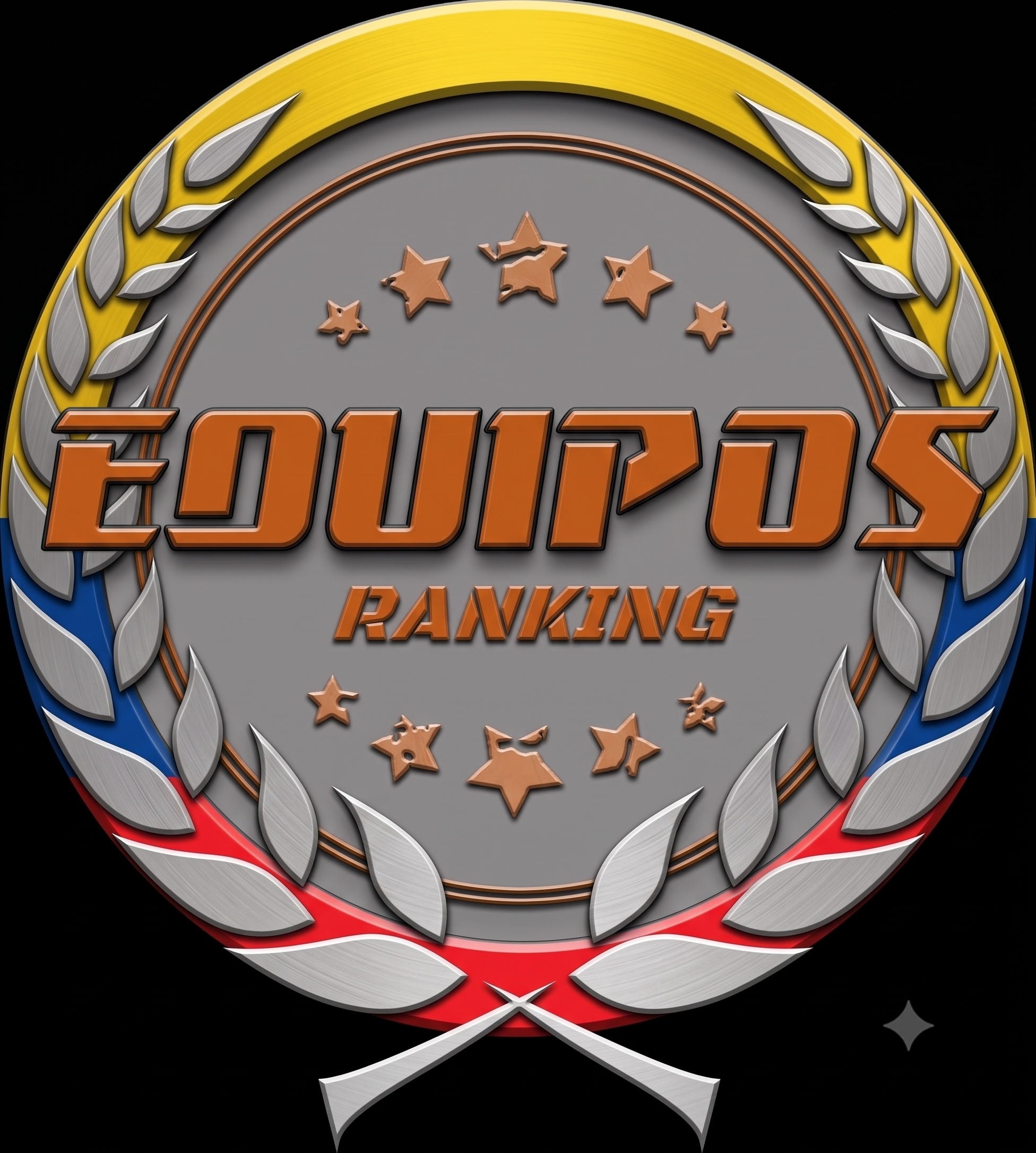 Medalla con estrellas en el centro, cintas en colores azul, gris y rojo, con letras de oro que dicen 'FÓRMULA' y 'RANKING'.