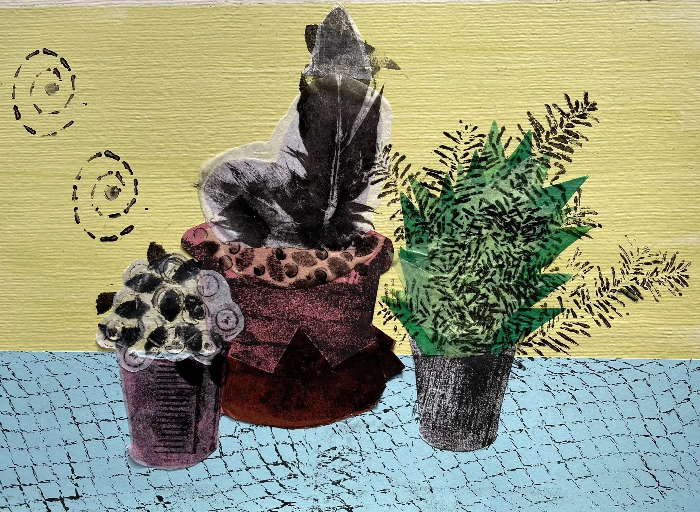 Cacti still life collage and print