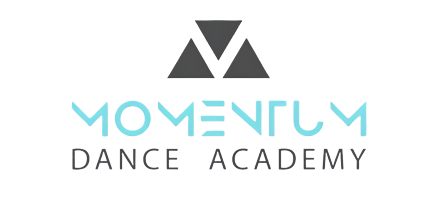 Logo for Momentum Dance Academy with a stylized mountain design and text in a modern font.