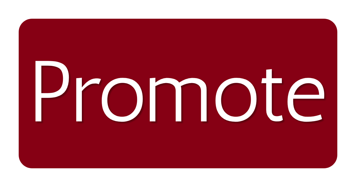 Red button with white text that says 'Promote'.